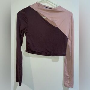 Stylish Colorblock Long Sleeve Crop Top